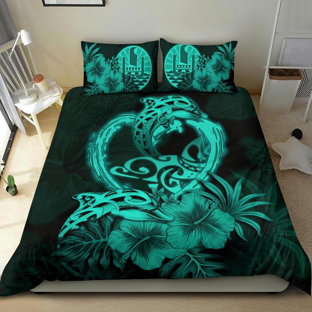 Tahiti Bedding Set I Love Dophins Duvet Cover Hibiscus - Vibe Hoodie Shop