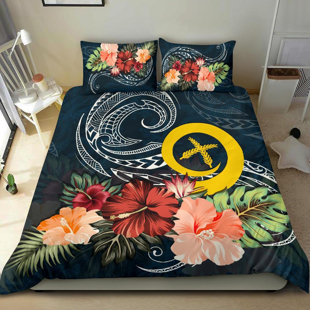 Vanuatu Bedding Set Hibiscus Polynesian Wave Duvet Cover - Vibe Hoodie Shop