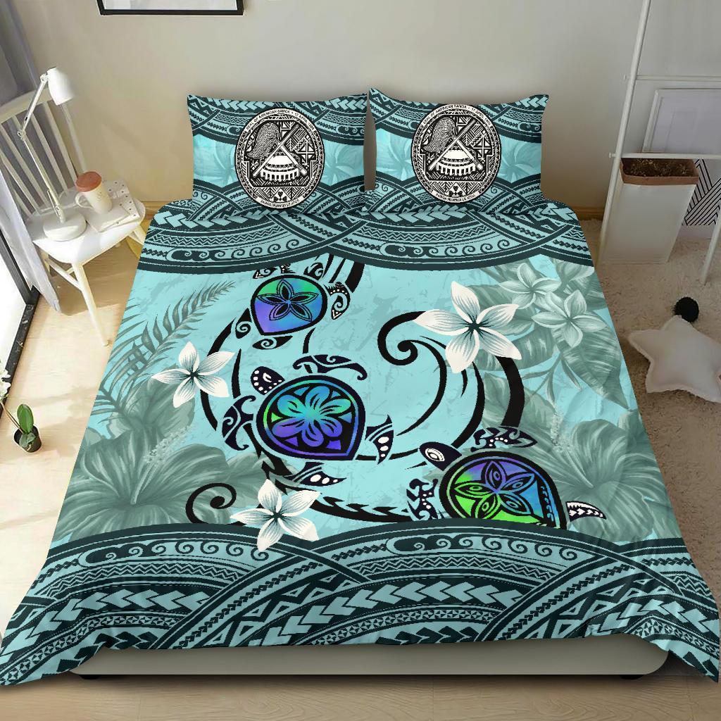 American Samoa Bedding Set - Polynesian Turtle Plumeria - Vibe Hoodie Shop