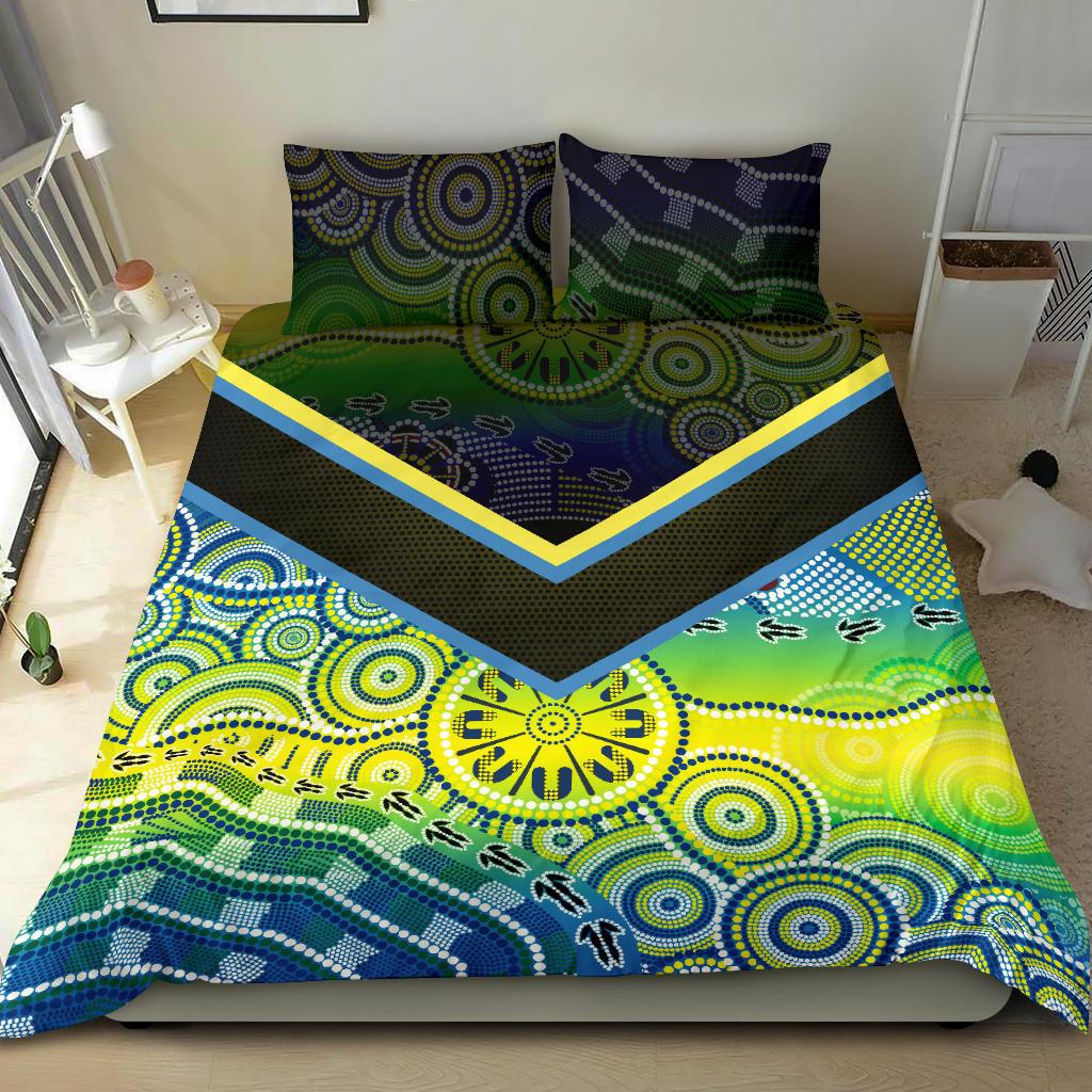 Aboriginal Bedding Set - Dot Painting Indigenous Circle Patterns - Vibe Hoodie Shop