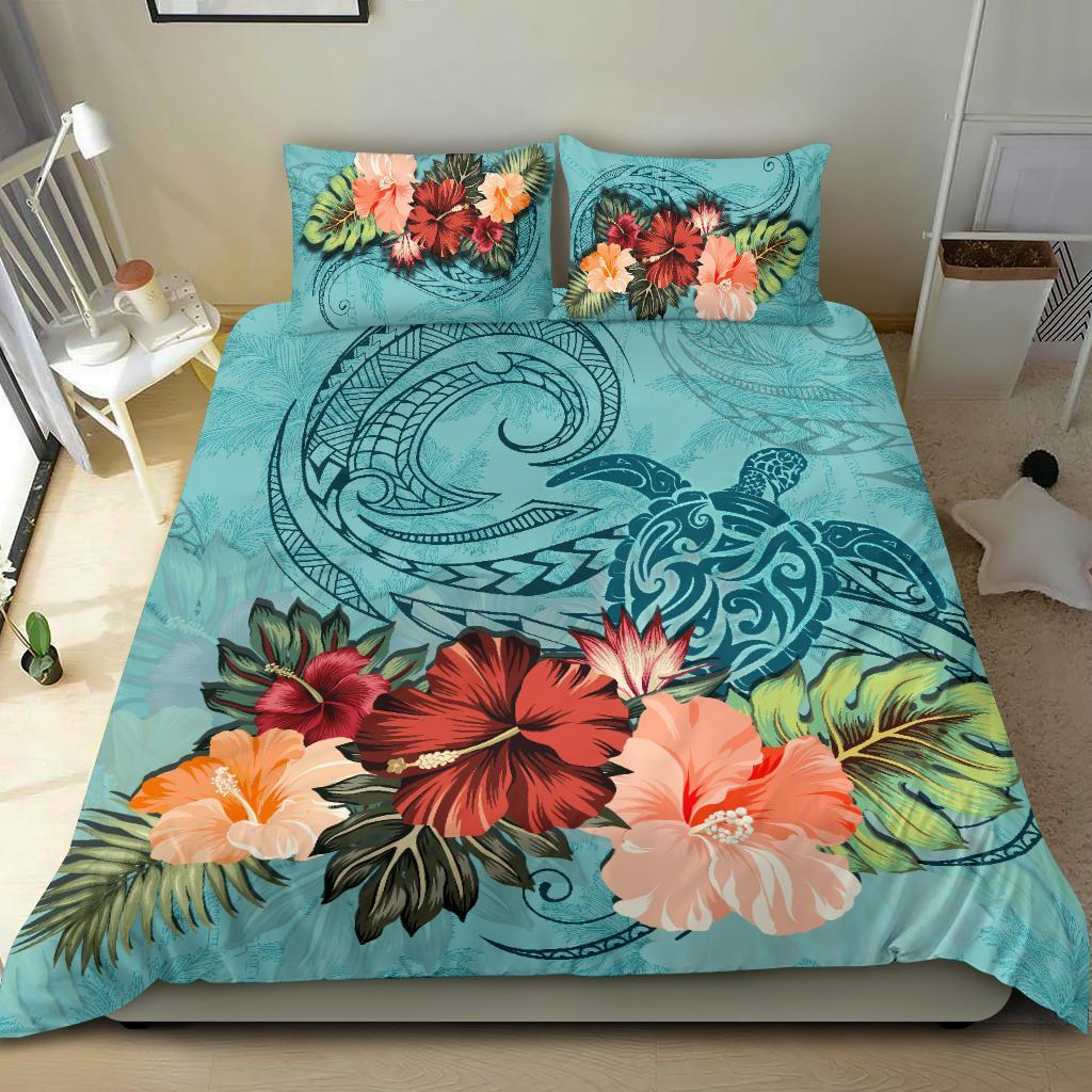 Polynesian Turtle And Hibiscus Bedding Set - Vibe Hoodie Shop