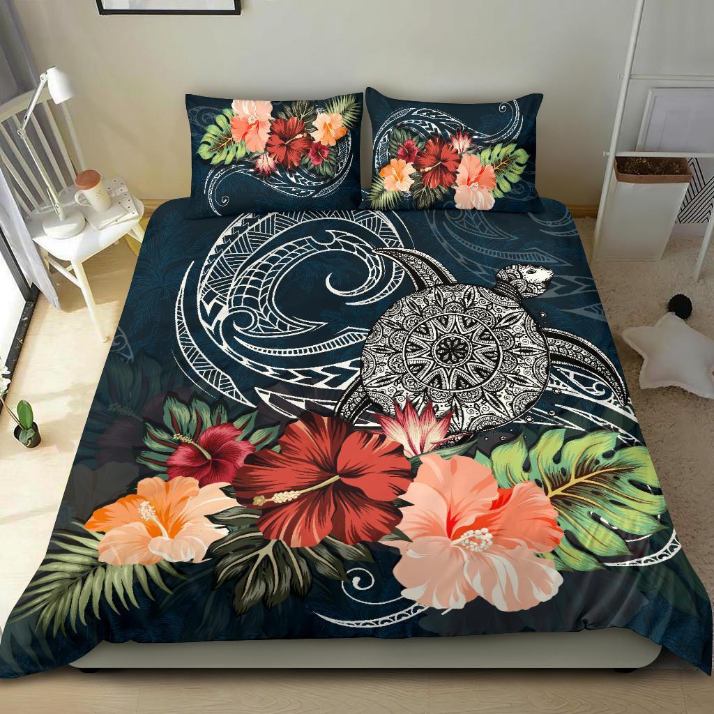 Turtle And Hibiscus Bedding Set Polynesian - Vibe Hoodie Shop