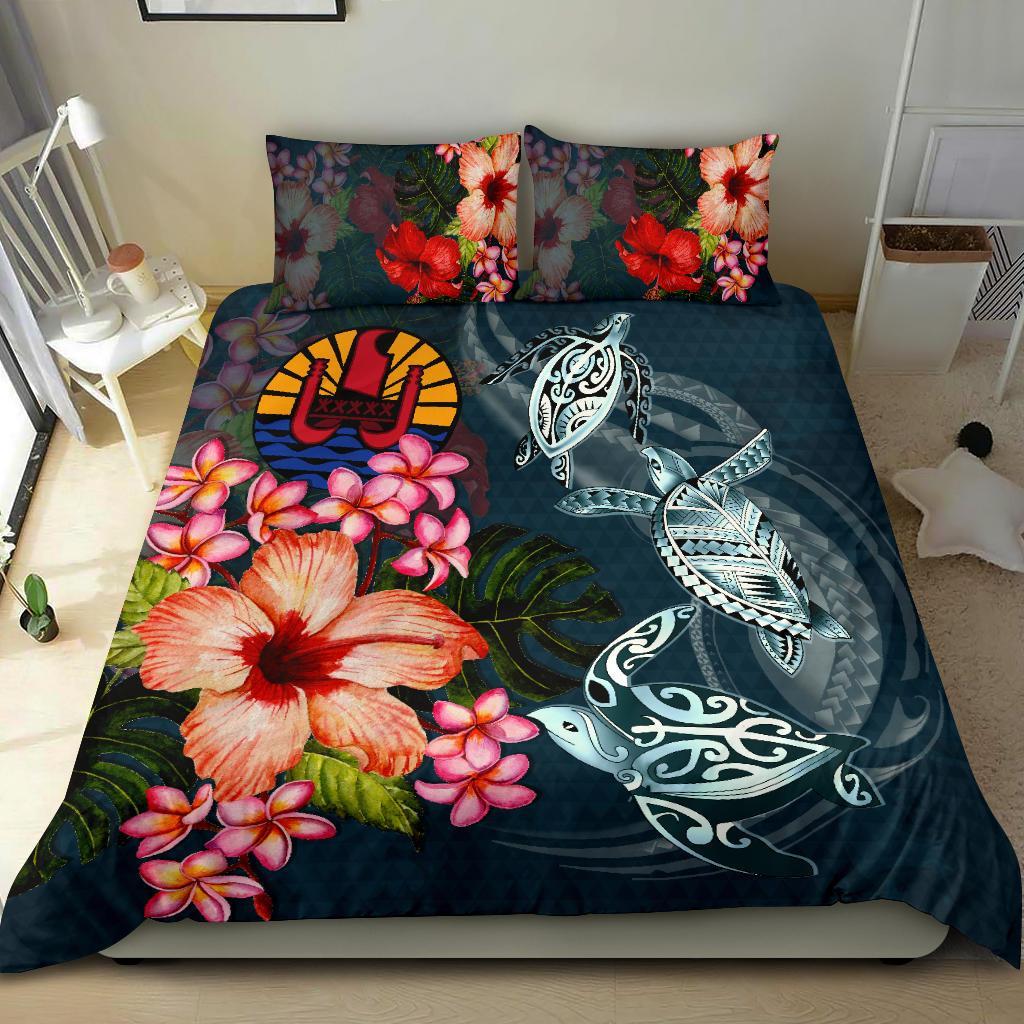 Tahiti Bedding Set - Polynesian Turtle Tropical Plumeria - Vibe Hoodie Shop