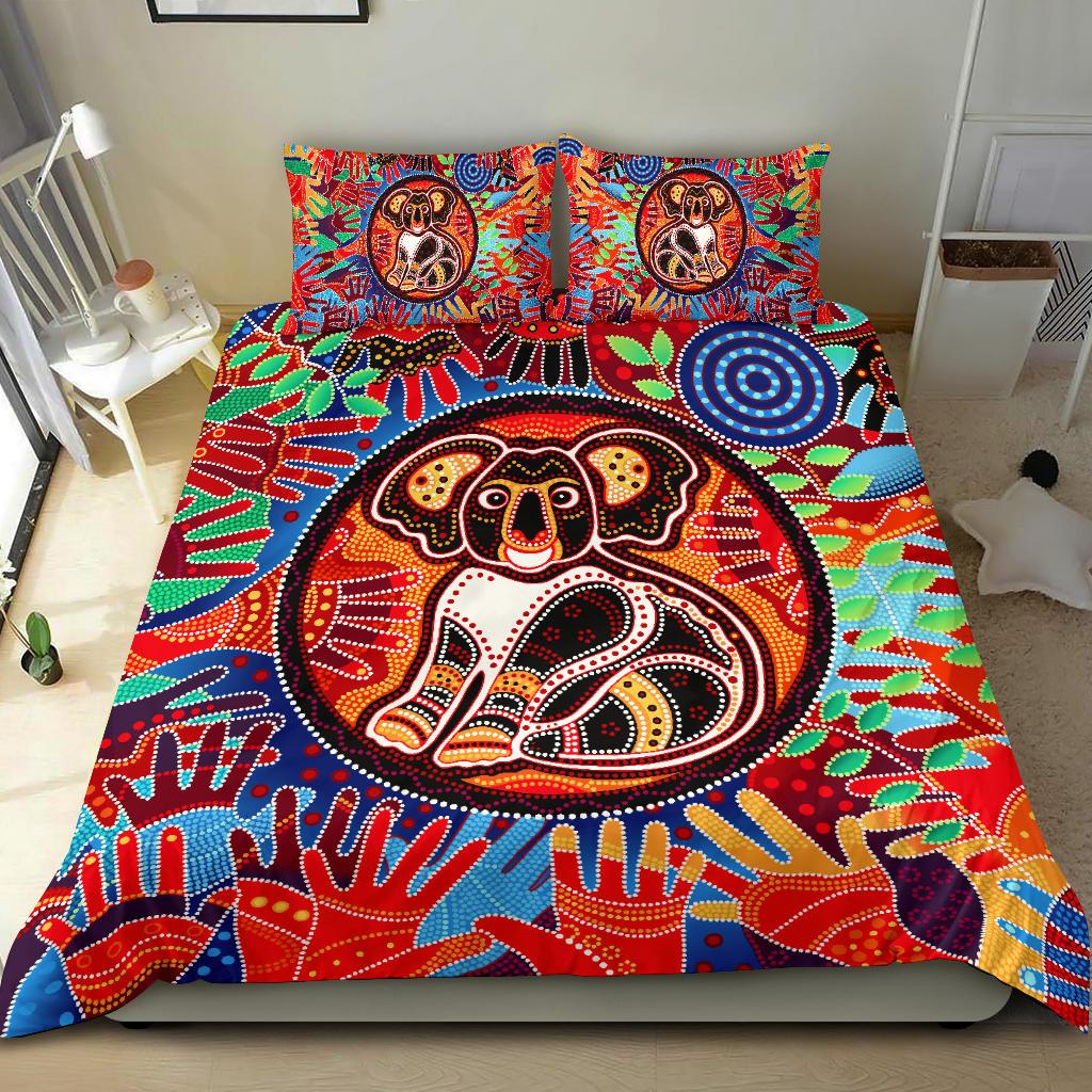 Aboriginal Bedding Set, Koala and Hand Art Dot Painting Bedding Set - Vibe Hoodie Shop