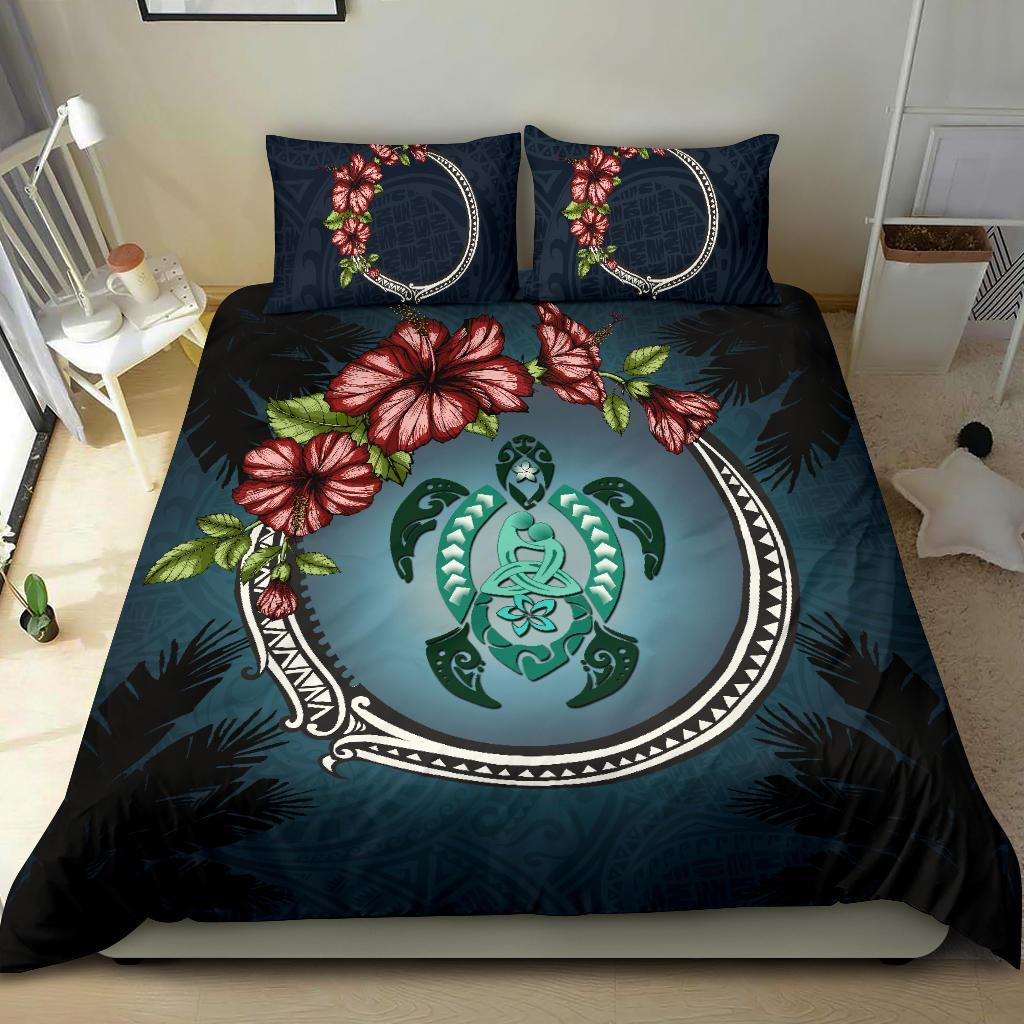 Polynesian Bedding Set - Polynesian Ohana Turtle Hibiscus Mother Son - Vibe Hoodie Shop