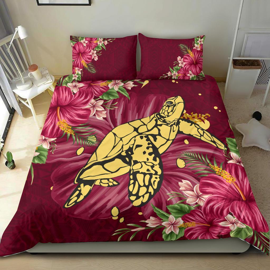 Polynesian Bedding Set - Turtle Polynesian Hibiscus - Vibe Hoodie Shop