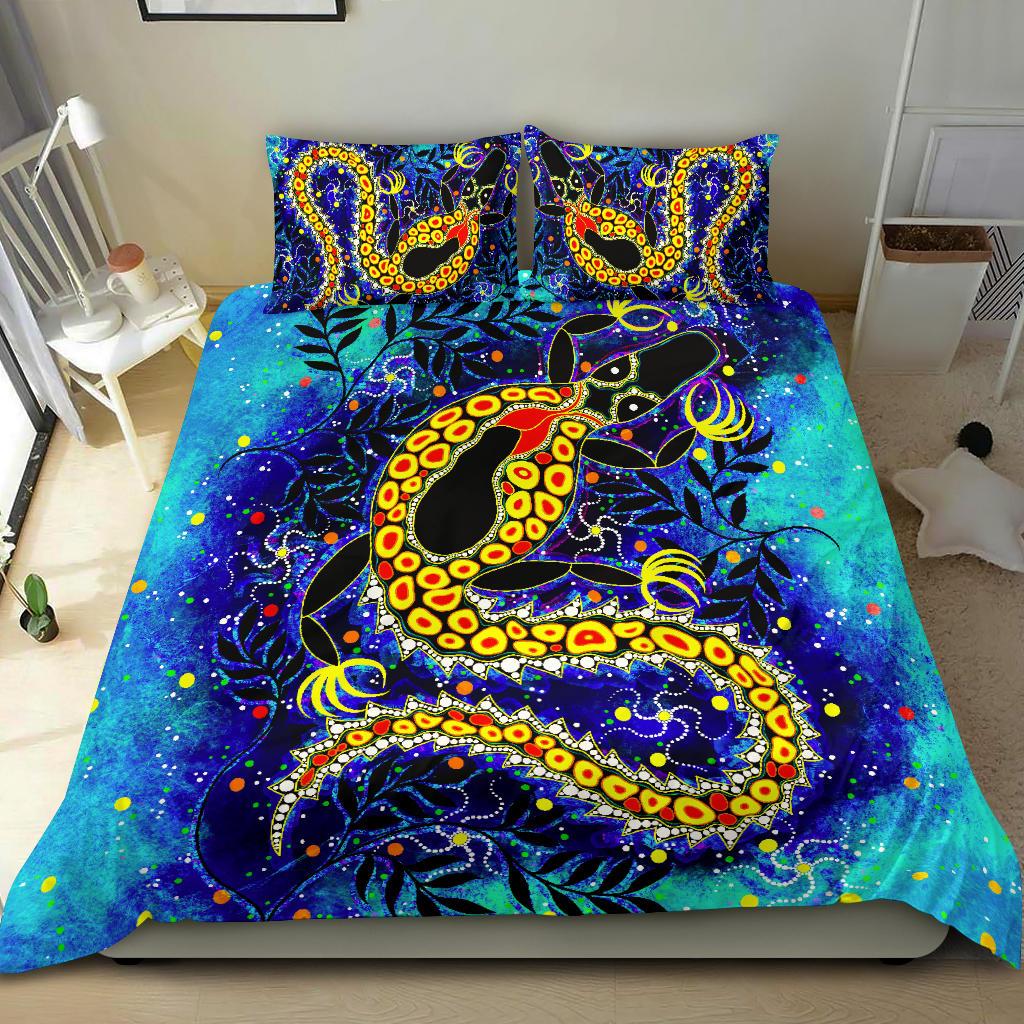 Aboriginal Bedding Set, Indigenous Crocodile - Vibe Hoodie Shop