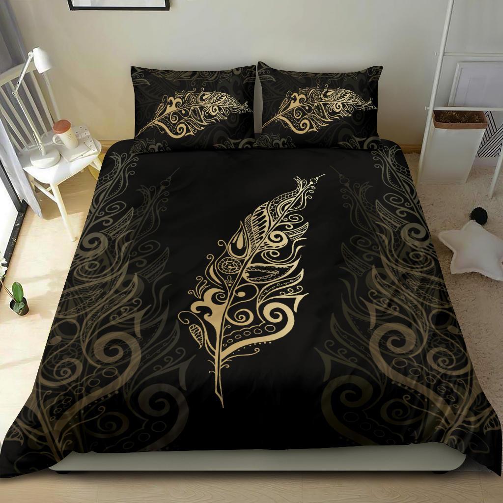 Light Silver Fern New Zealand Bedding Set - Golden - Vibe Hoodie Shop