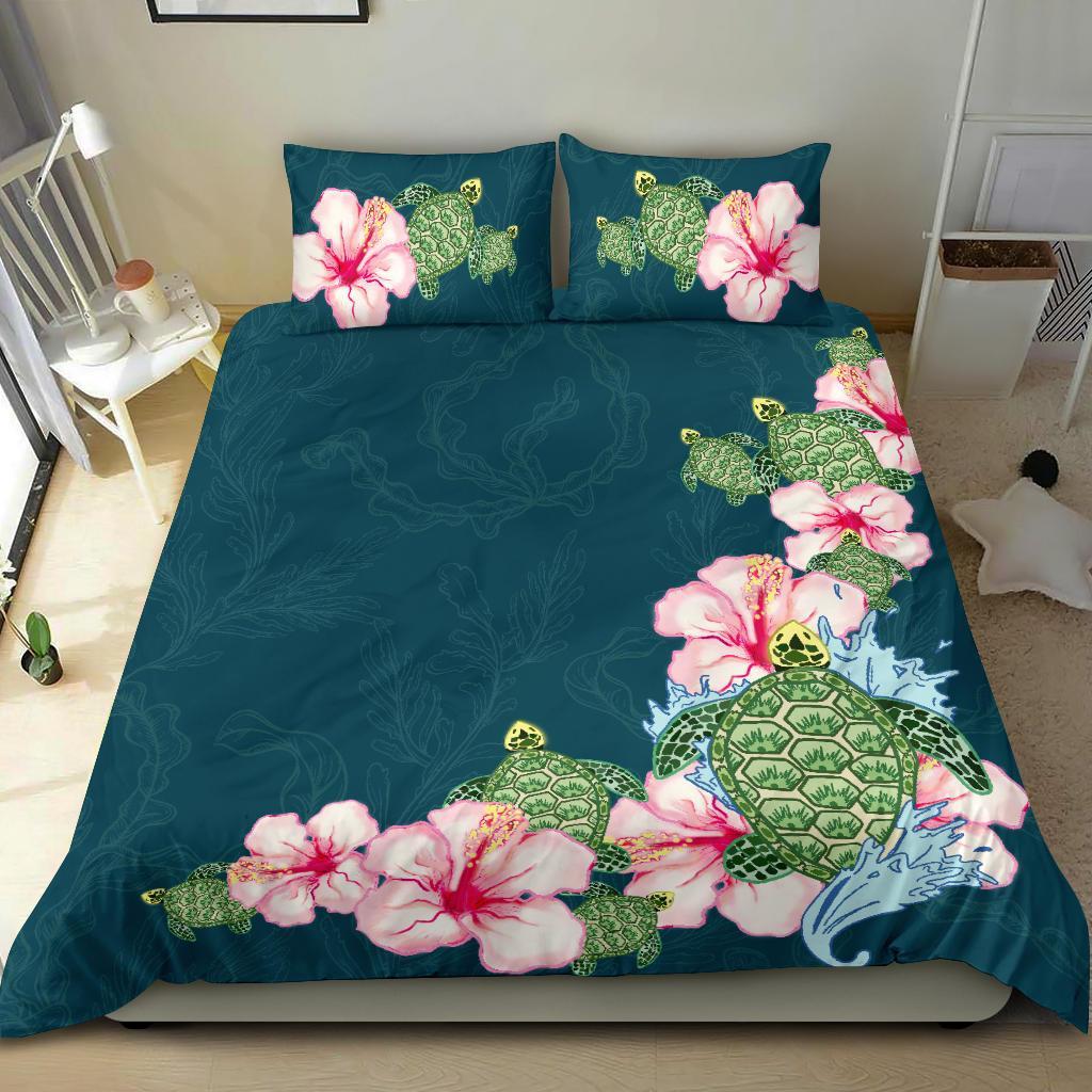 Hibiscus Turtle Bedding Set - Vibe Hoodie Shop