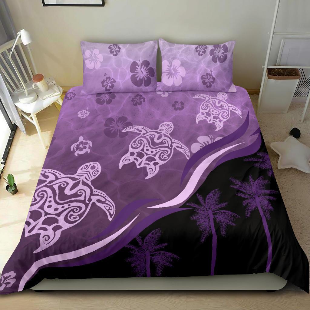 Purple Turtle Hibiscus Bedding Set - Vibe Hoodie Shop