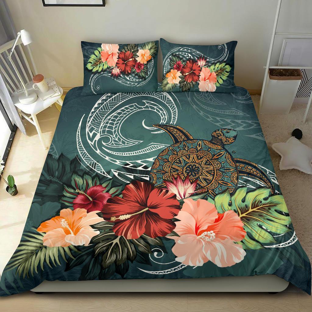 Turtle Polynesian Bedding Set Hibiscus Polynesian - Vibe Hoodie Shop