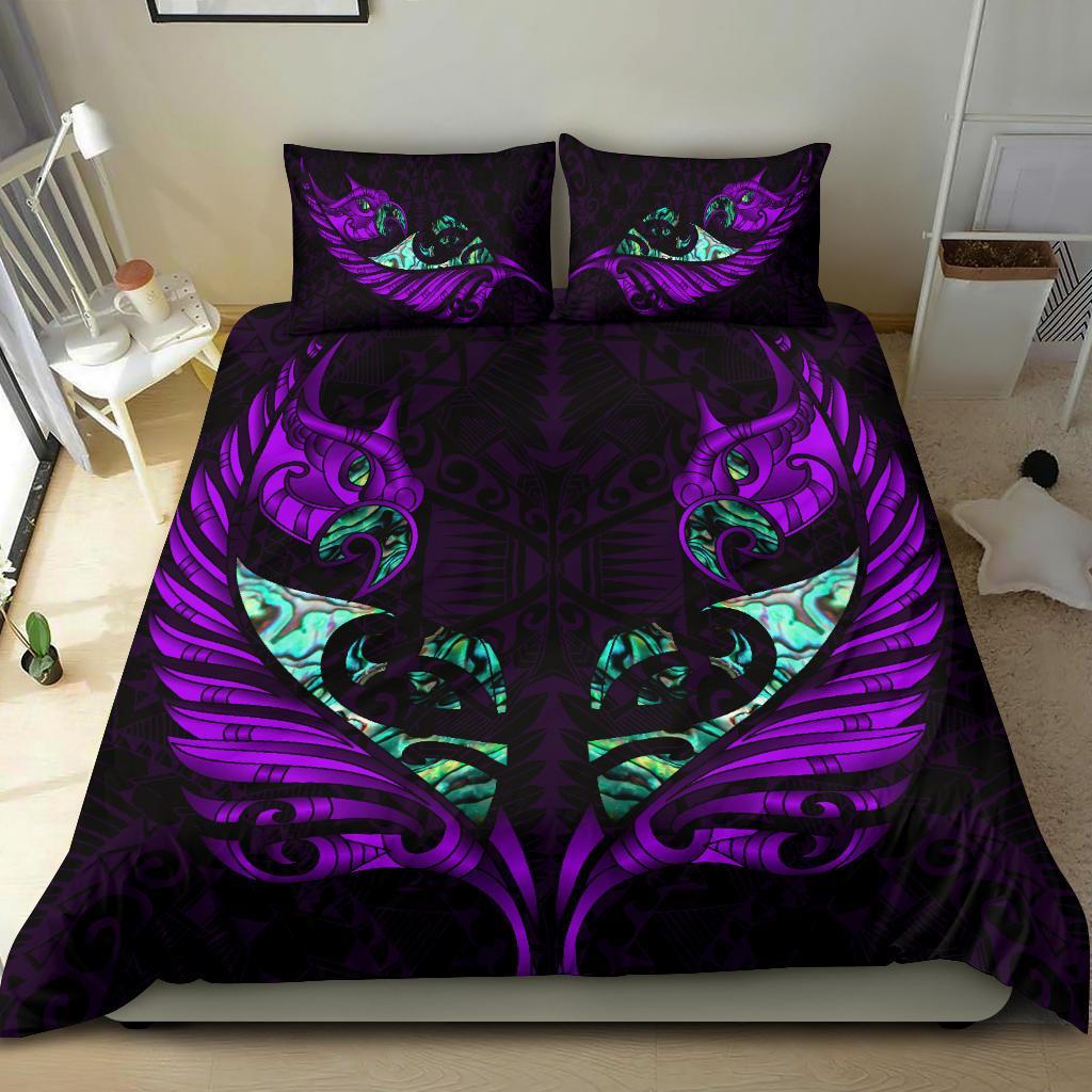 New Zealand Bedding Set Manaia Paua Fern Wing - Violet - Vibe Hoodie Shop