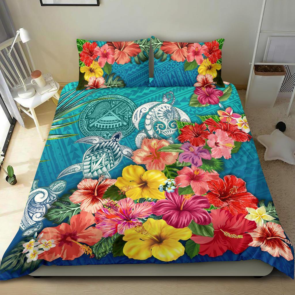American Samoa Bedding Three Turtle Hibiscus Colorful - Vibe Hoodie Shop