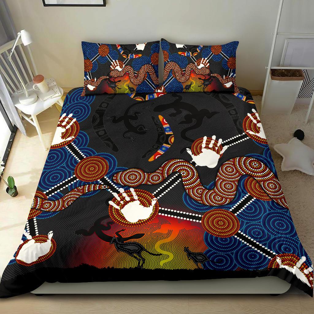 Aboriginal Bedding Set, Australian Boomerang and Snake Indigenous Art - Vibe Hoodie Shop