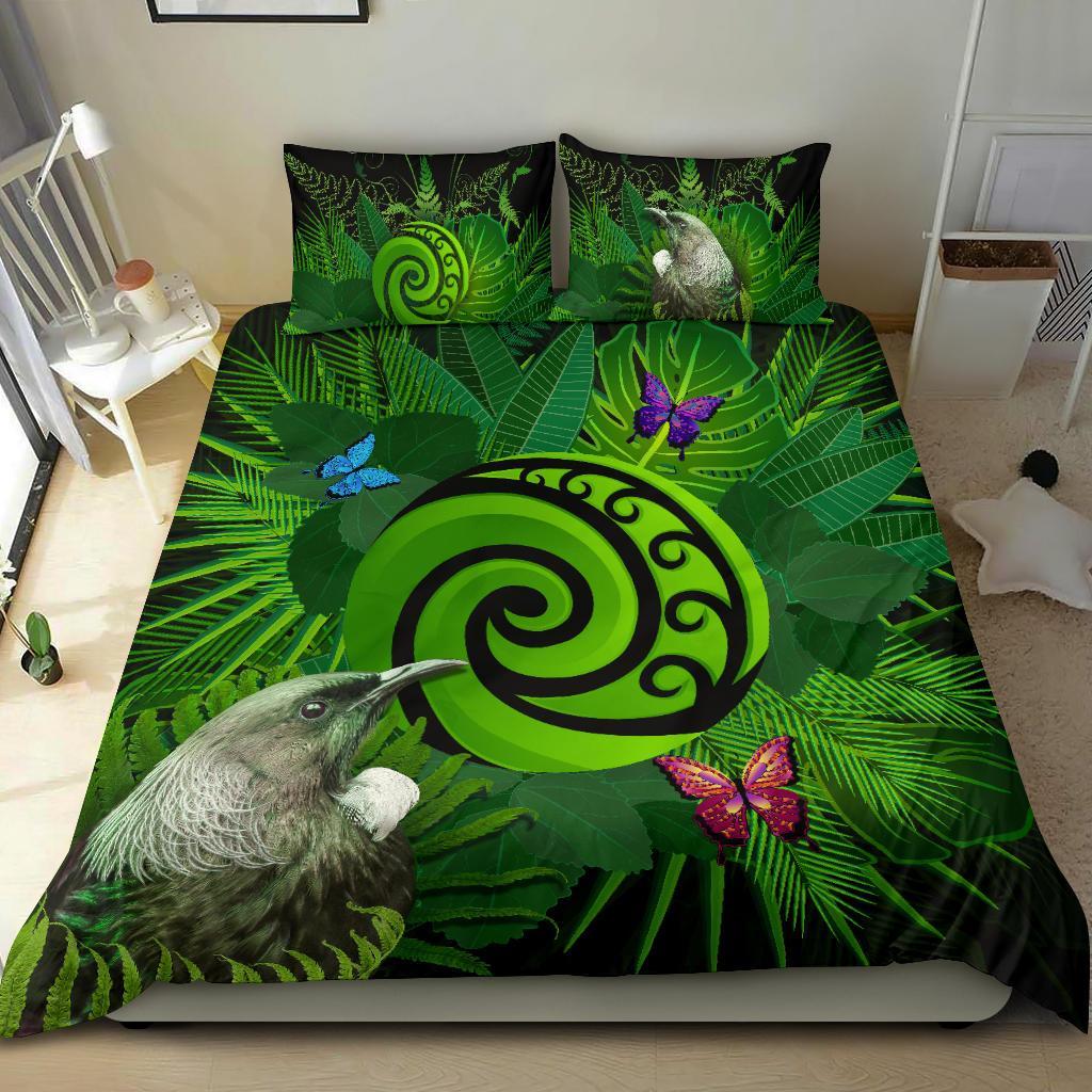 New Zealand Bedding Set Koru Fern Mix Tui Bird - Tropical Floral - Vibe Hoodie Shop