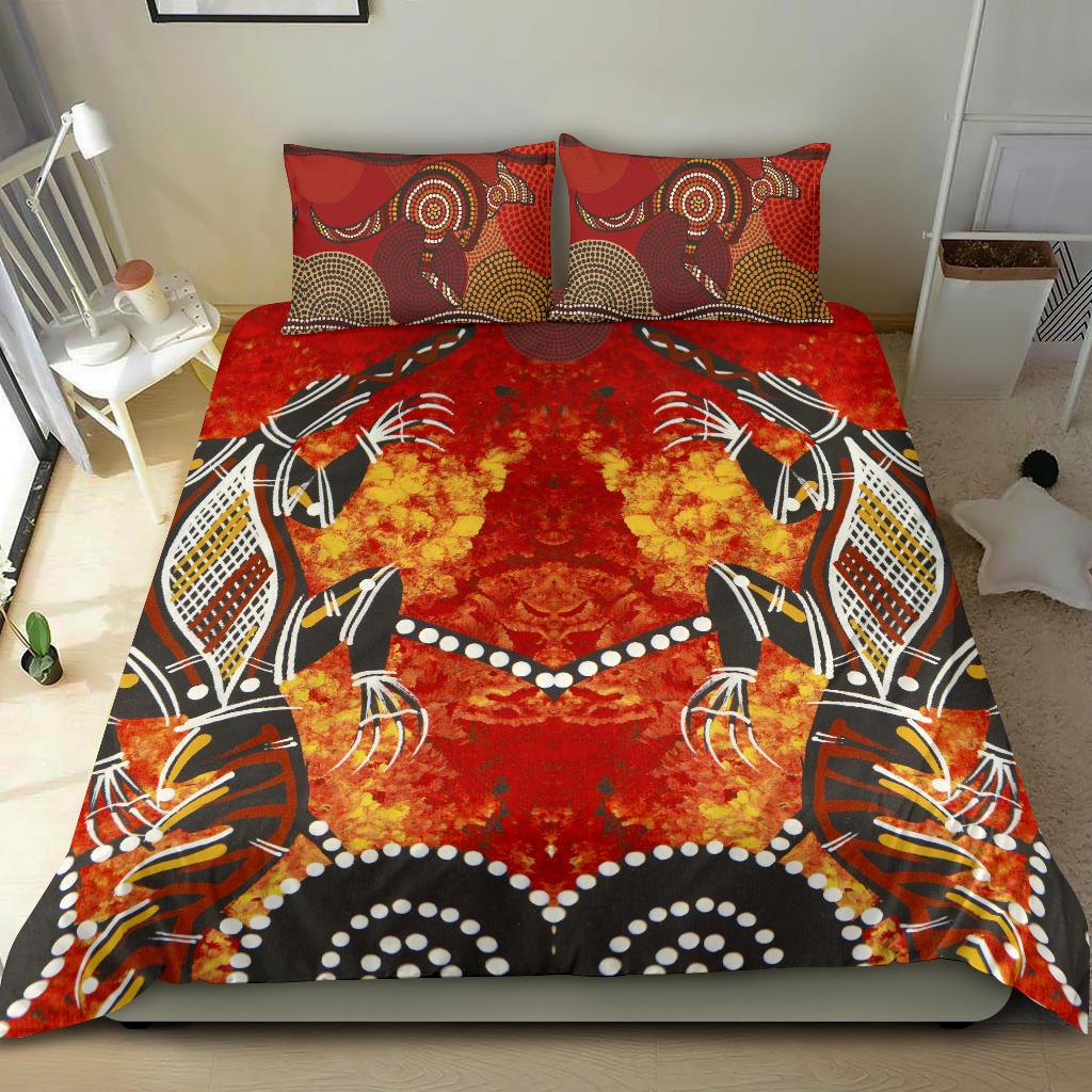 Aboriginal Bedding Set Crocodile, Kangaroo Dot Painting Art - Vibe Hoodie Shop