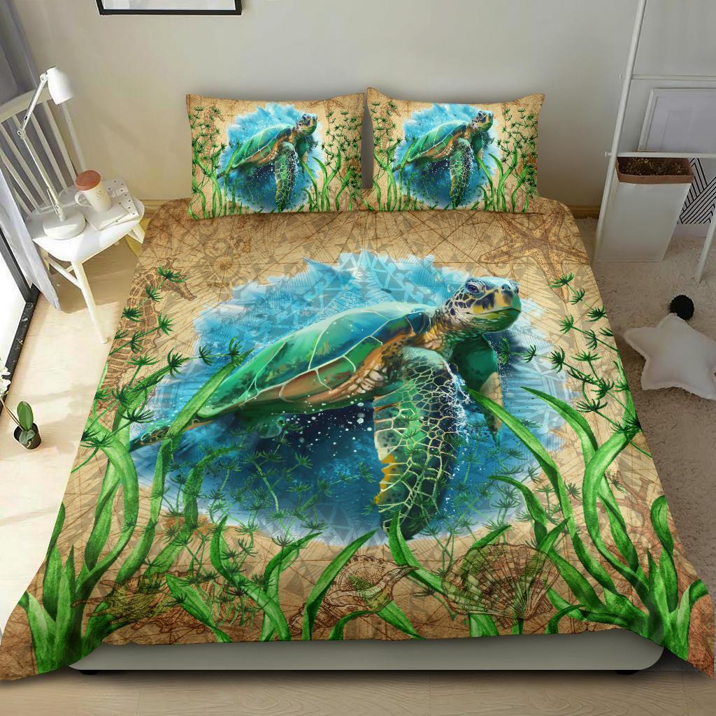 Polynesian Bedding Set Sea Turtle Vintage - Vibe Hoodie Shop