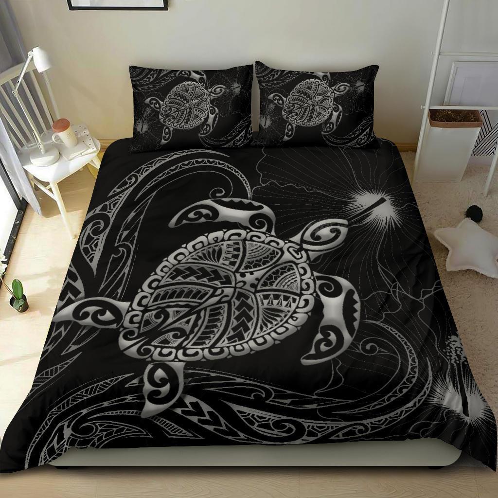 Polynesian Bedding Set Turtle Mix Hibiscus - Gray - Vibe Hoodie Shop