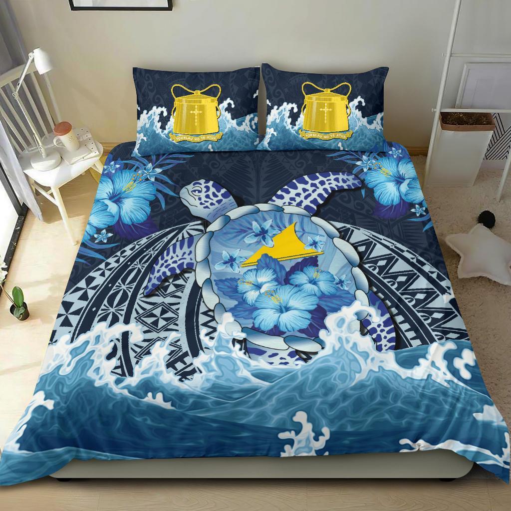 Tokelau Polynesian Sea Turtle Hibiscus Bedding Set - Vibe Hoodie Shop