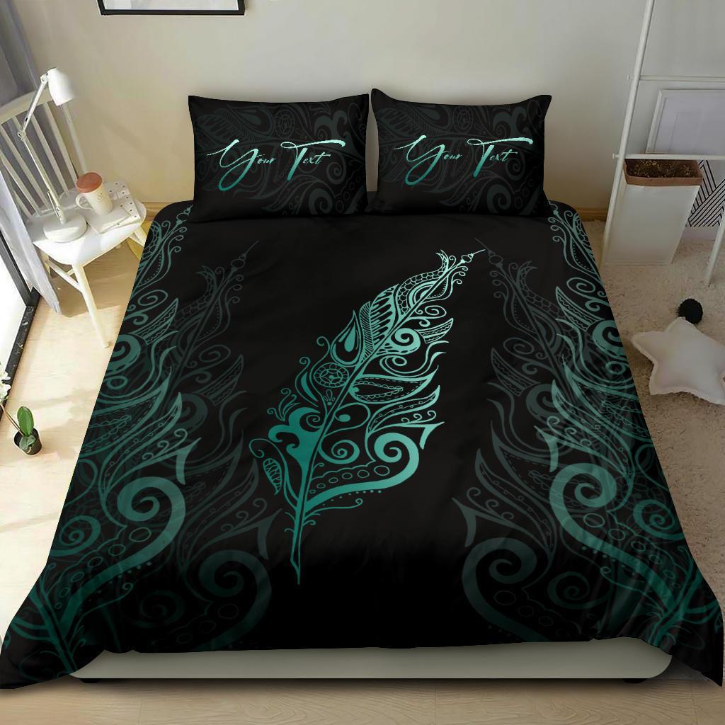 Signature Custom, Light Silver Fern Bedding Set Turquoise - Vibe Hoodie Shop