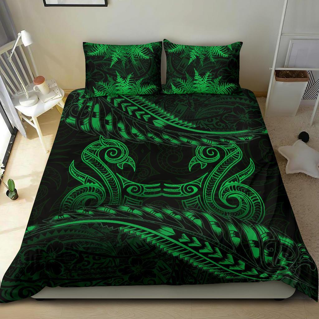 New Zealand Bedding Set Green Manaia Maori - Silver Fern Duvet Cover - Vibe Hoodie Shop