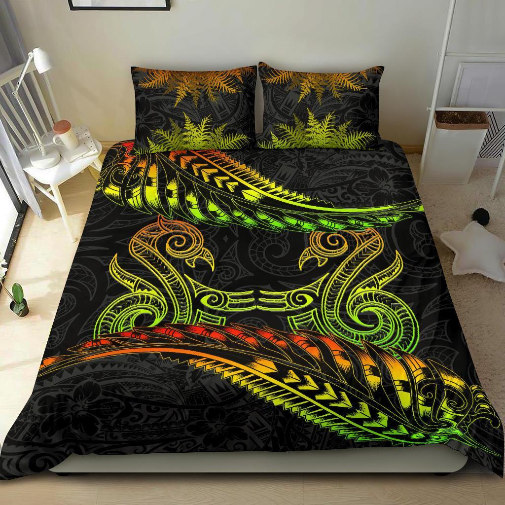 New Zealand Bedding Set Reggae Manaia Maori - Silver Fern Duvet Cover - Vibe Hoodie Shop