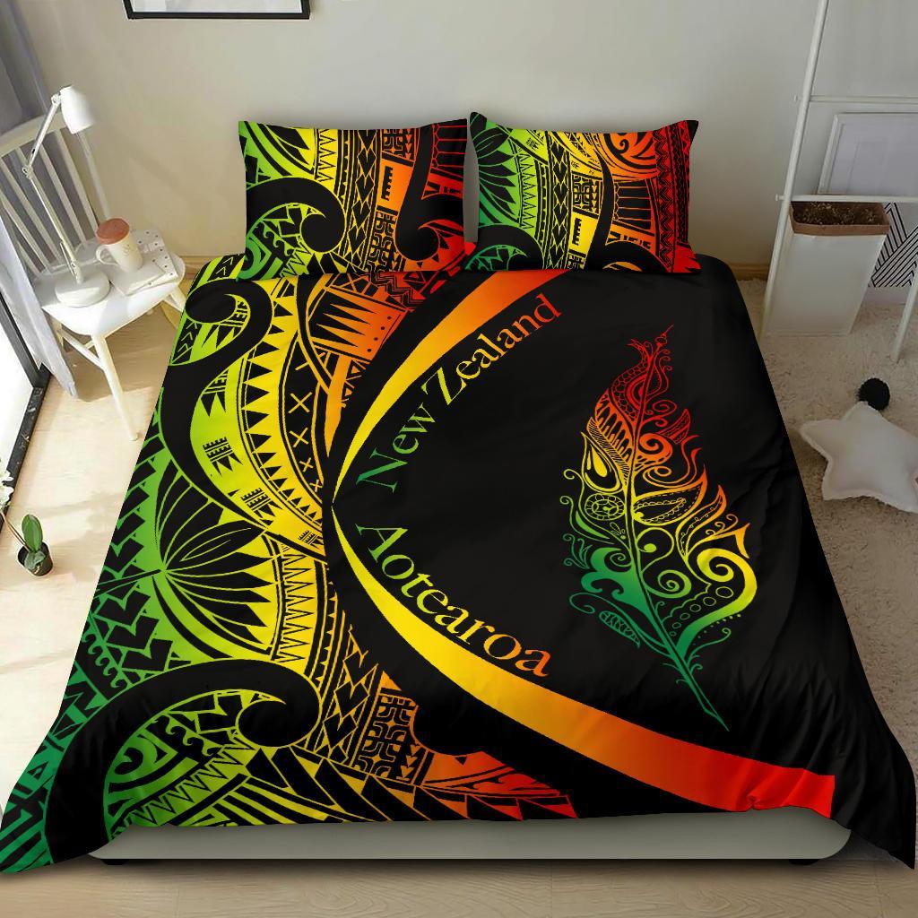 Light Silver Fern Maori Bedding Set Circle Style, Rasta - Vibe Hoodie Shop