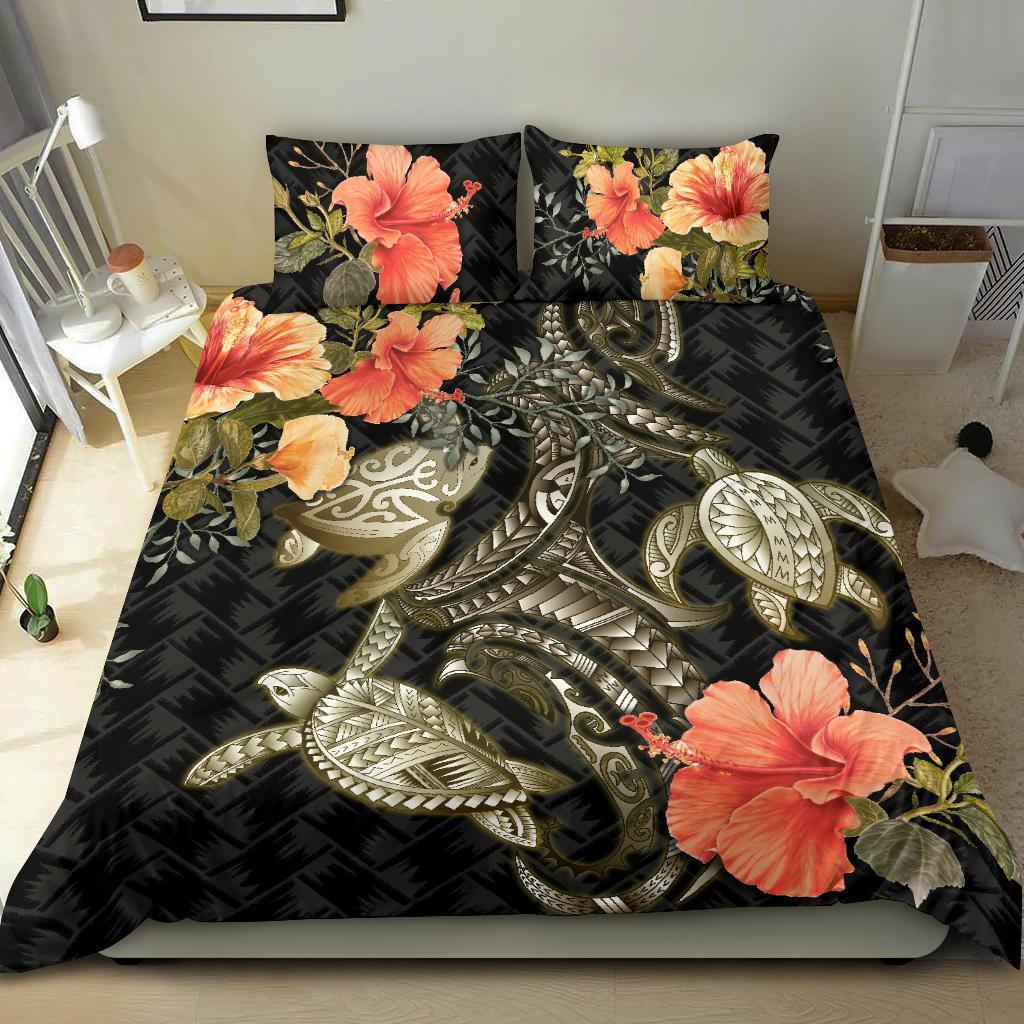 Turtle Mix Hibiscus Bedding Set Polynesian - Vibe Hoodie Shop