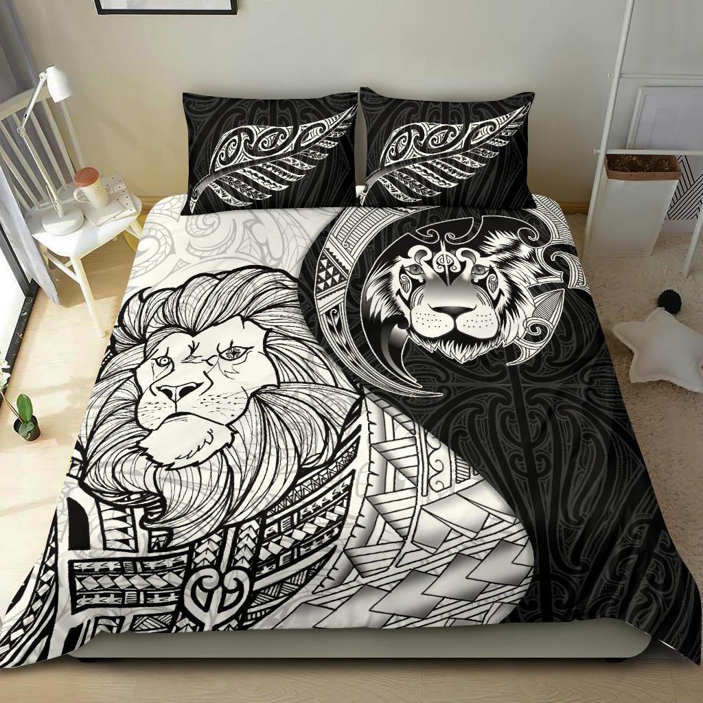 Lion Maori Tattoo, Silver Fern Bedding Set - Vibe Hoodie Shop