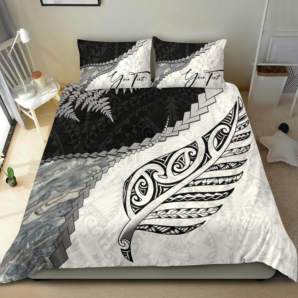 Signature Custom, Paua Shell Maori Silver Fern Bedding Set - Vibe Hoodie Shop