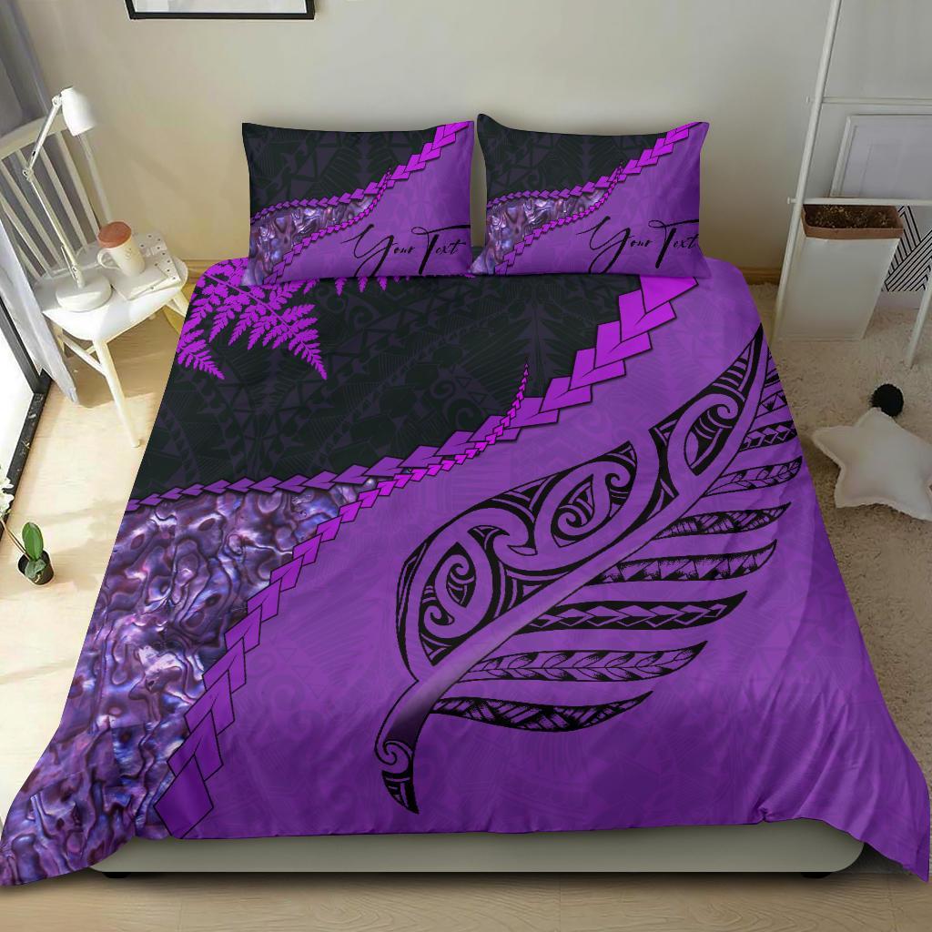 Signature Custom, Paua Shell Maori Silver Fern Bedding Set Purple - Vibe Hoodie Shop