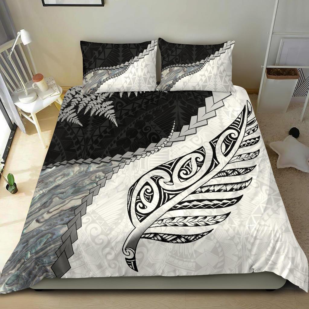 Paua Shell Maori Silver Fern Bedding Set - Vibe Hoodie Shop