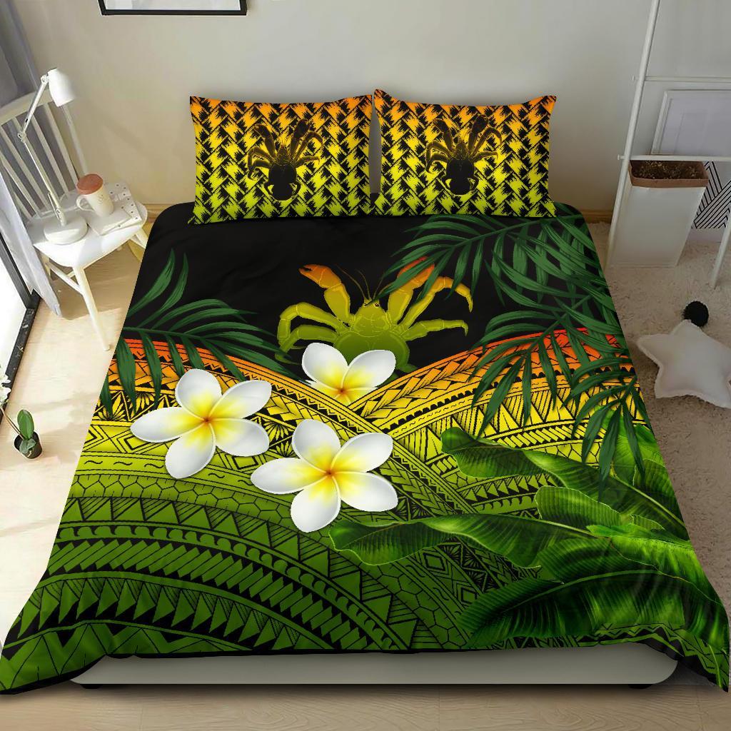 Niue Bedding Set, Polynesian Plumeria Banana Leaves Reggae - Vibe Hoodie Shop