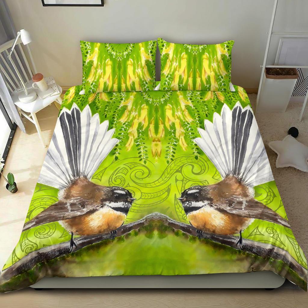 Fantail On Kowhai Bedding Set - Vibe Hoodie Shop