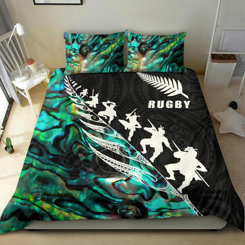 Aotearoa Rugby Haka Fern Paua Shell Bedding Set - Vibe Hoodie Shop