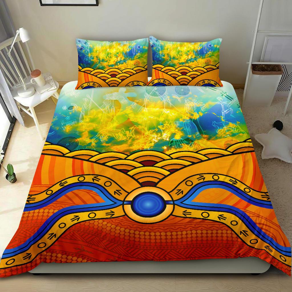 Aboriginal Bedding Set, Australia Kangaroo Sky - Vibe Hoodie Shop