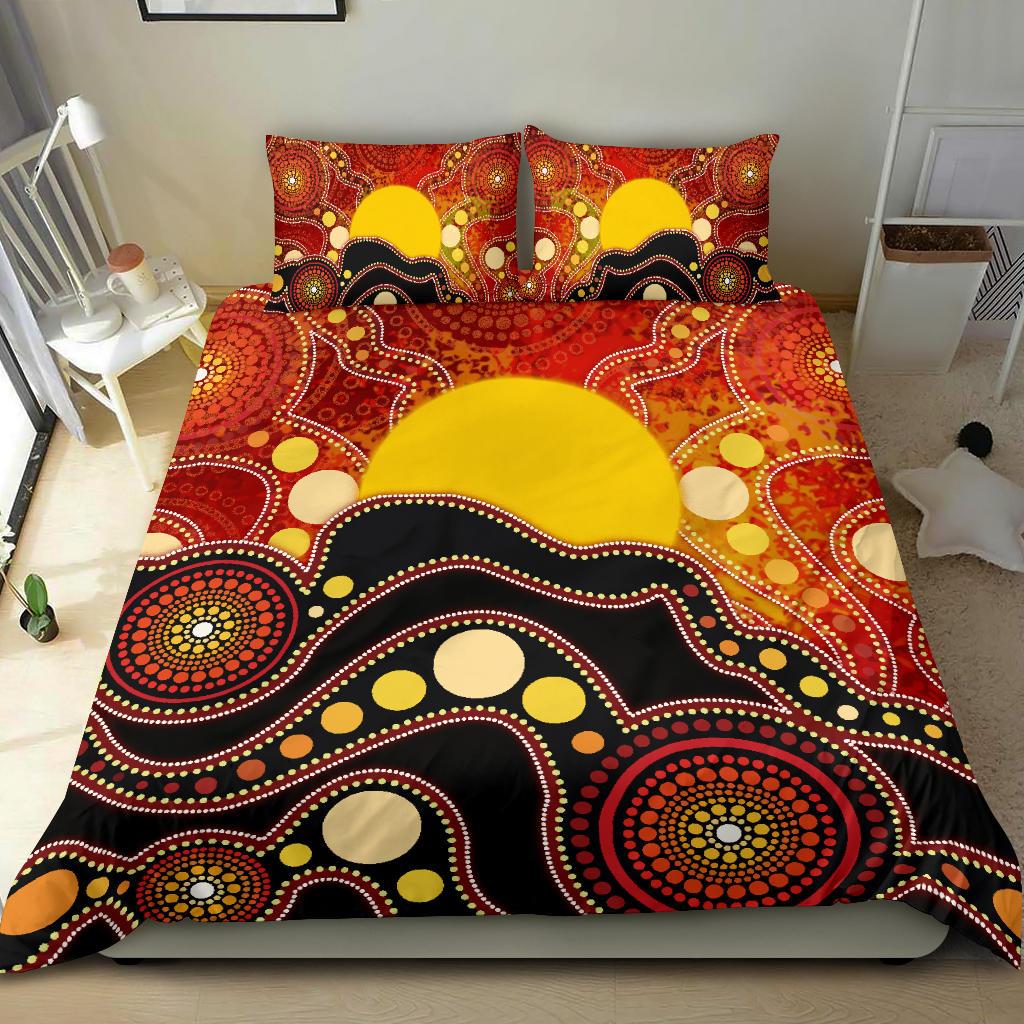 Aboriginal Bedding Set, Aboriginal Lives Matter Flag Dot Painting Art - Vibe Hoodie Shop