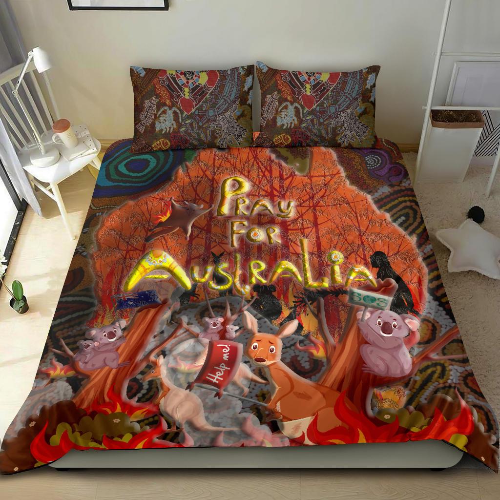 Pray For Australia Bedding Set - Aboriginal Pattern - Love Australia - Vibe Hoodie Shop