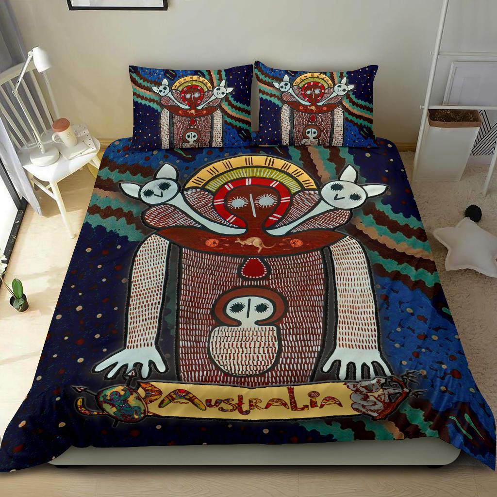 Wandjina Bedding Set - Australian Aboriginal Mythology - My Australia - Vibe Hoodie Shop