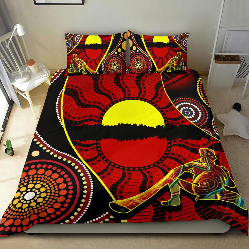 Bedding Set - Australia Aboriginal Dots With Didgeridoo - Vibe Hoodie Shop