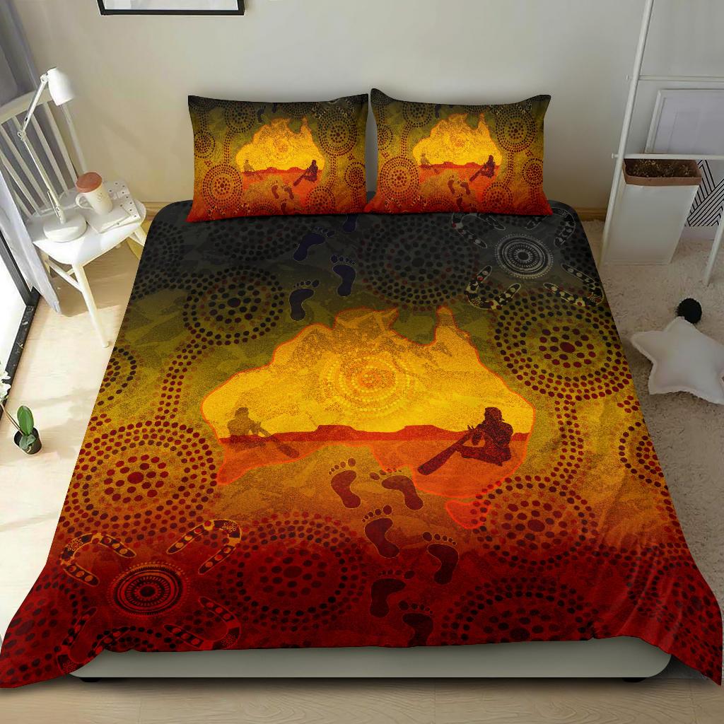 Aboriginal Bedding Set, Australian Map with Indigenous Color - Vibe Hoodie Shop