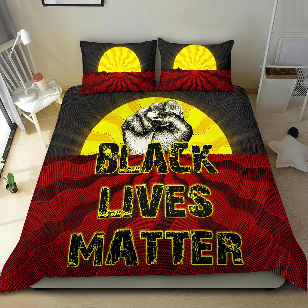 Bedding Set, Aboriginal Black Lives Matter Sun Dot Painting - Vibe Hoodie Shop