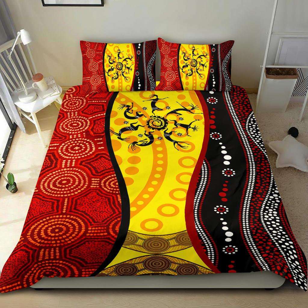 Aboriginal Bedding Sets - Dreamtime Koori Dot Acrylic Paint - Vibe Hoodie Shop