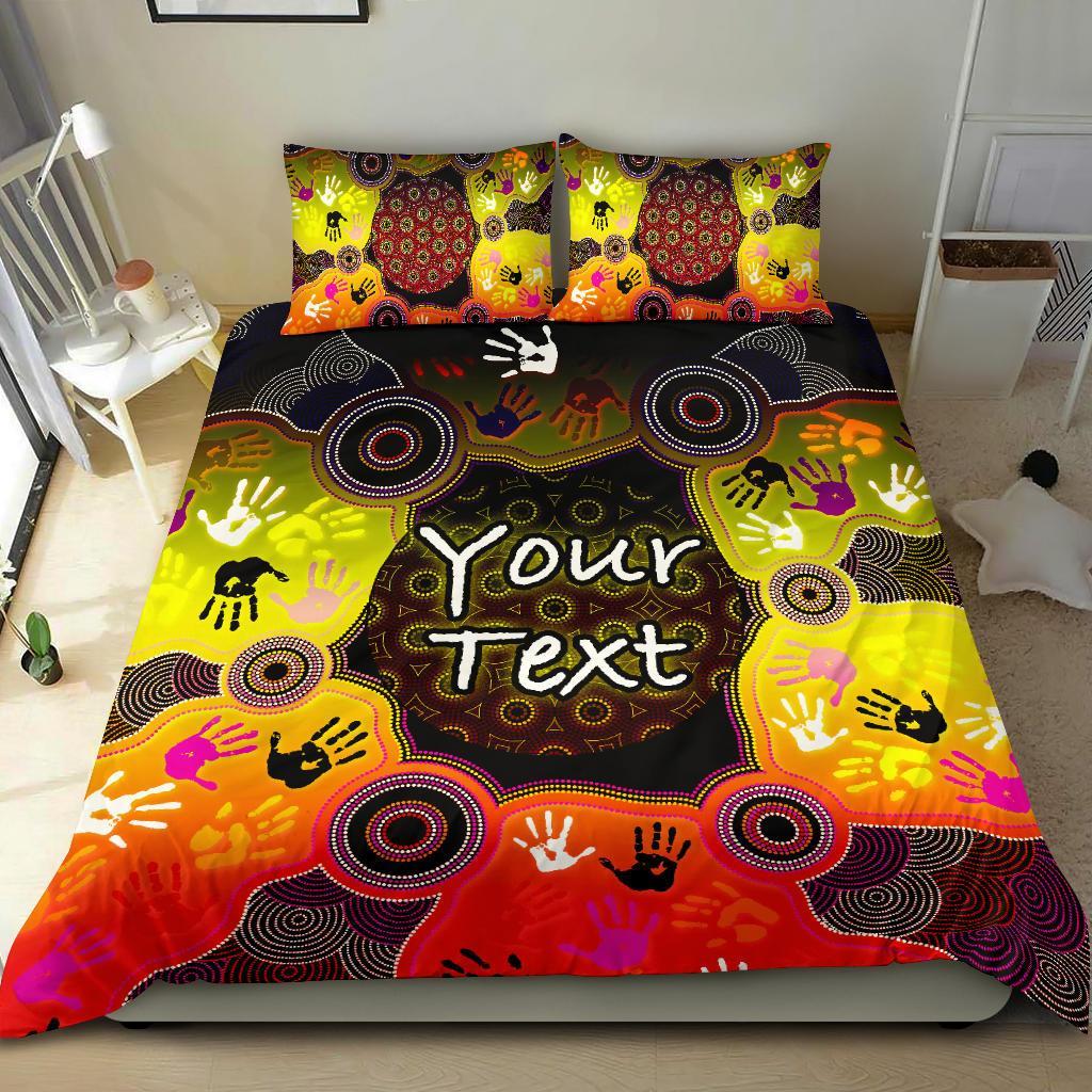 Custom Aboriginal Bedding Set, Indigenous Circle Dot Painting Hand Art - Vibe Hoodie Shop