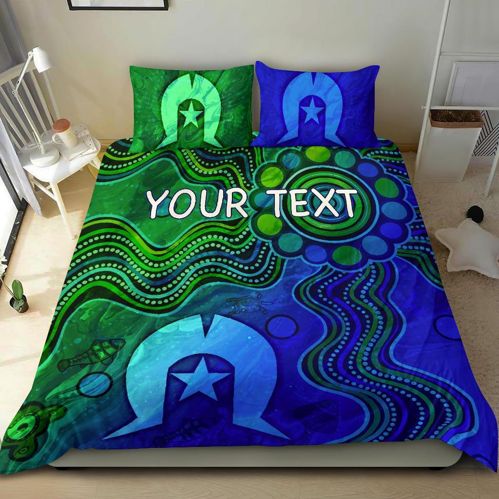 Custom Aboriginal Bedding Set, Torres Strait Islands Flag - Vibe Hoodie Shop