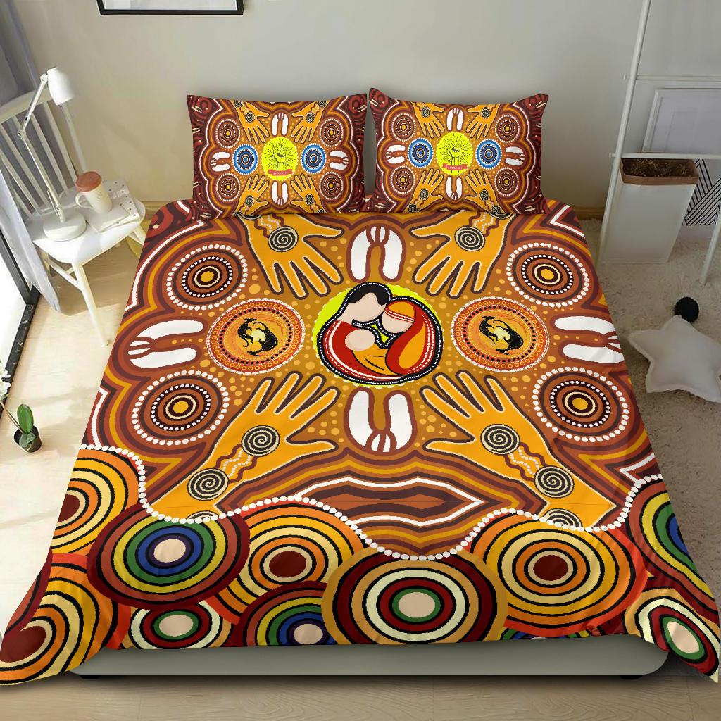 Bedding Sets - Aboriginal Family with Dot Painting - Vibe Hoodie Shop