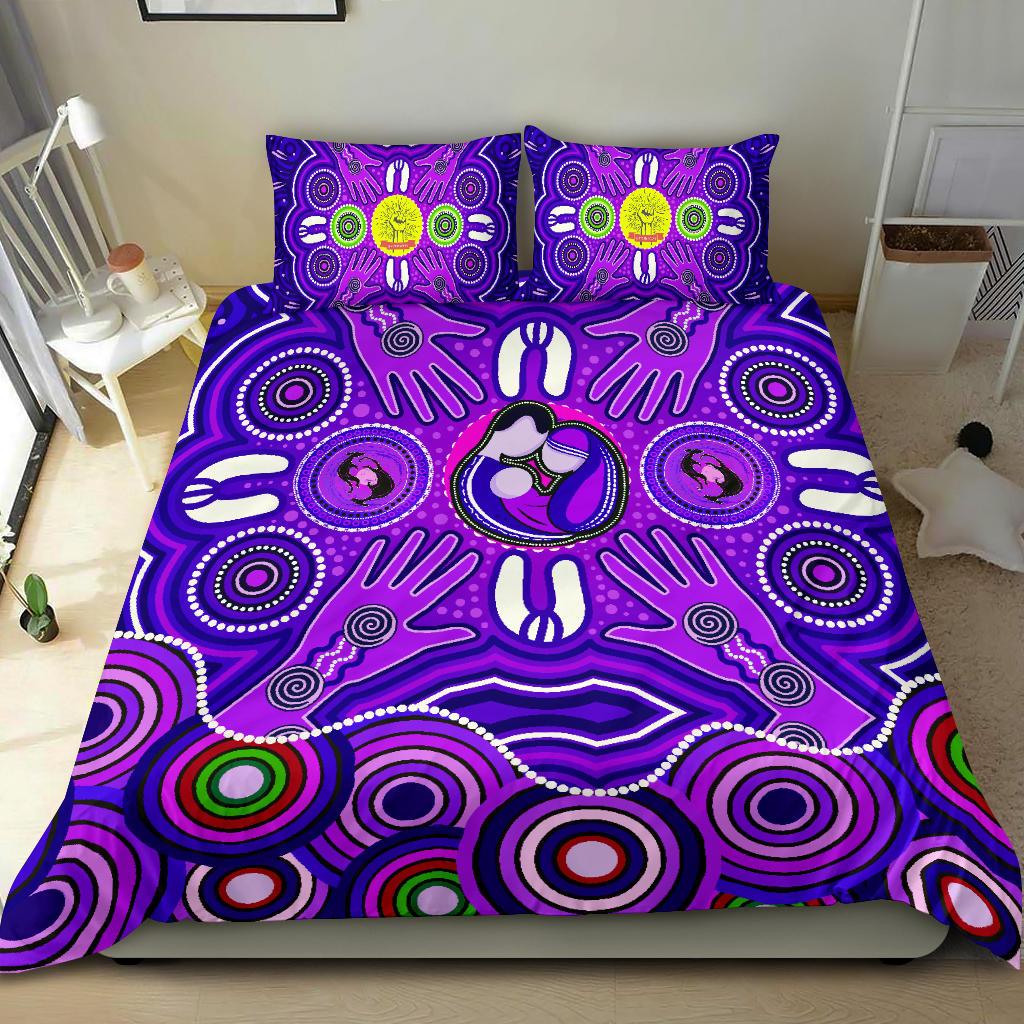 Bedding Set - Aboriginal Family With Dot Painting art - Vibe Hoodie Shop