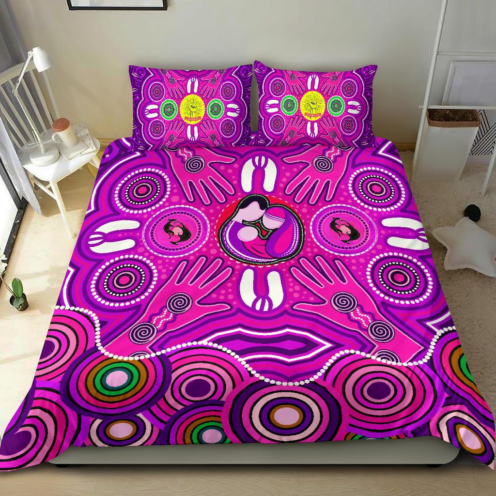 Bedding Set - Aboriginal Family With Dot Painting art - Vibe Hoodie Shop