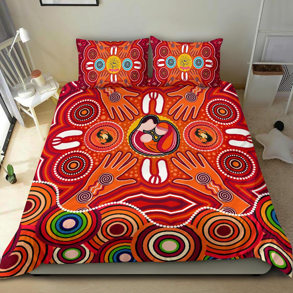 Bedding Sets - Aboriginal Family With Dot Painting art - Vibe Hoodie Shop