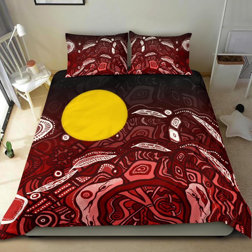 Aboriginal Bedding Set - Red Landscape - Vibe Hoodie Shop